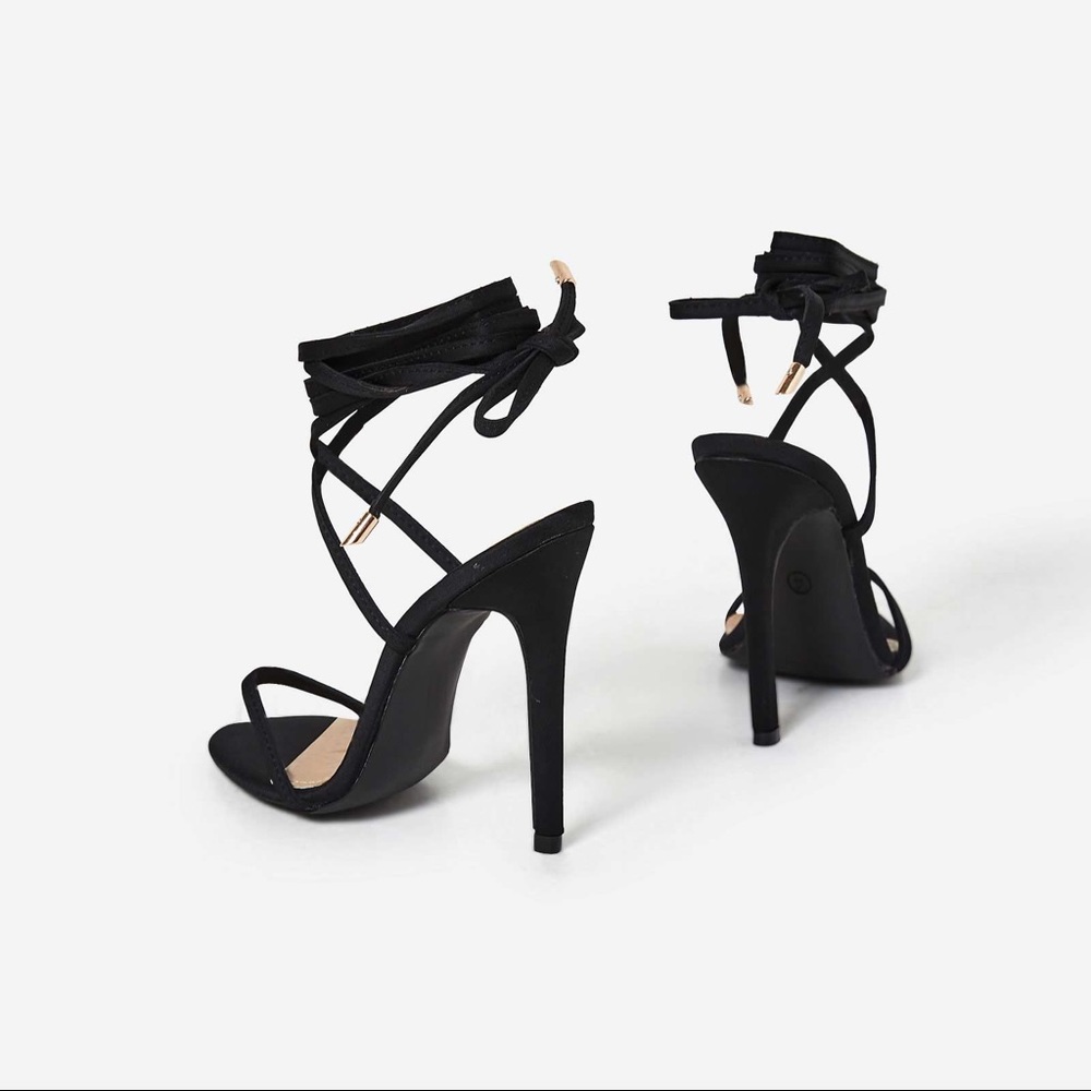 Ego Ali Lace Up Heel In Black Lycra